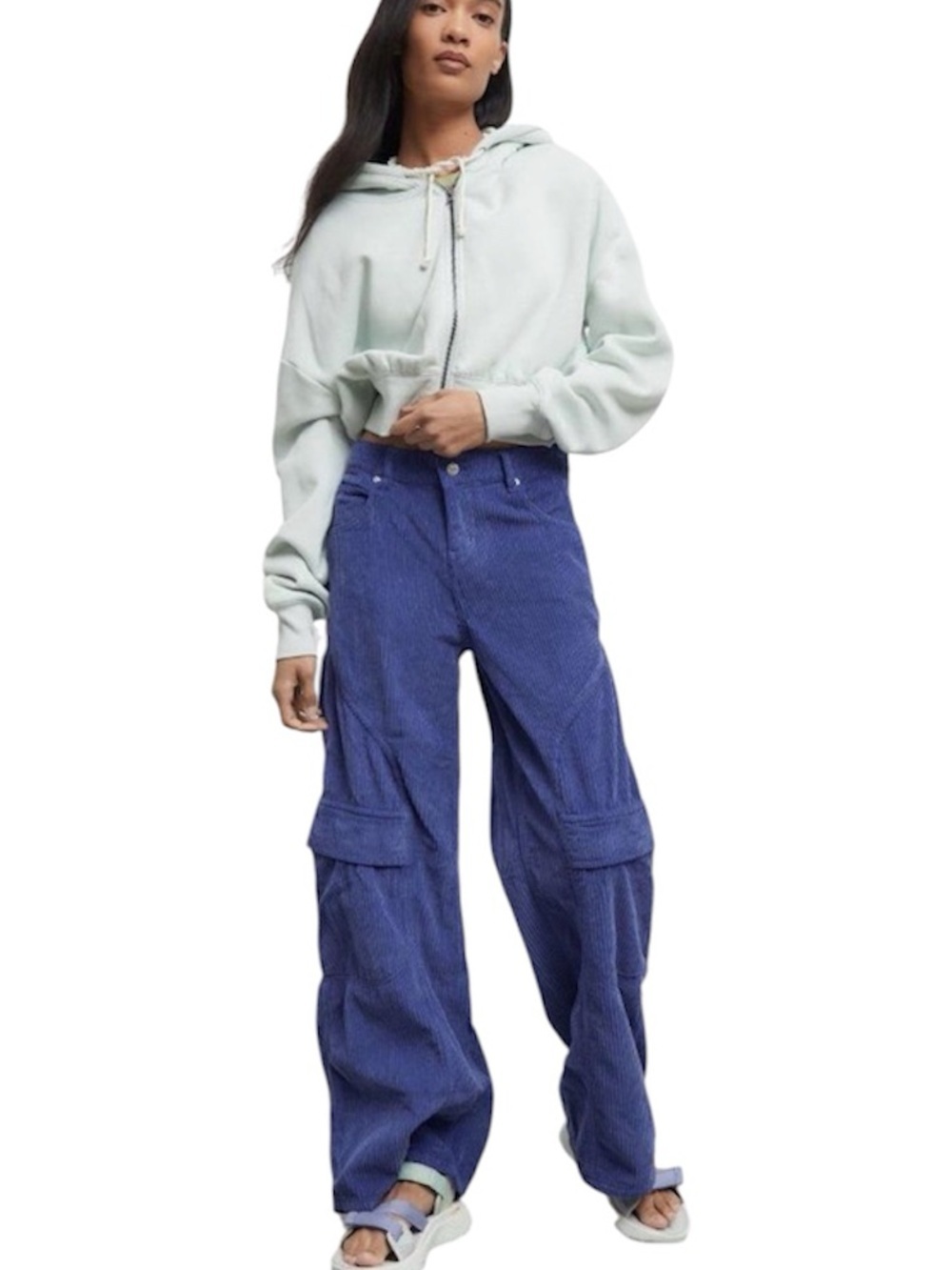 Urban Outfitters Low Rise Baggy Wide Leg Cargo Corduroy Pants